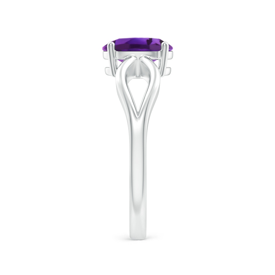 8x6mm AAAA Prong-Set Solitaire Amethyst Split Shank Ring in P950 Platinum body-hand