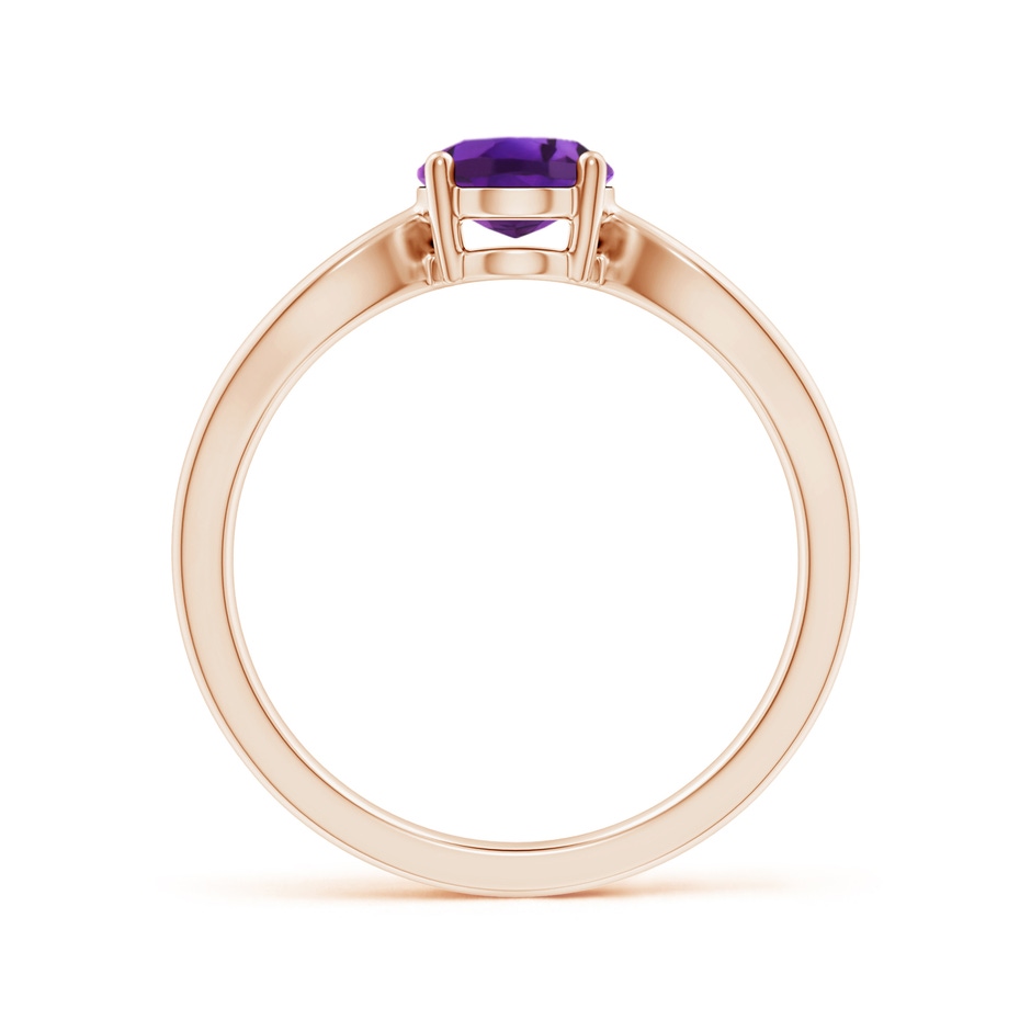 8x6mm AAAA Prong-Set Solitaire Amethyst Split Shank Ring in Rose Gold side1
