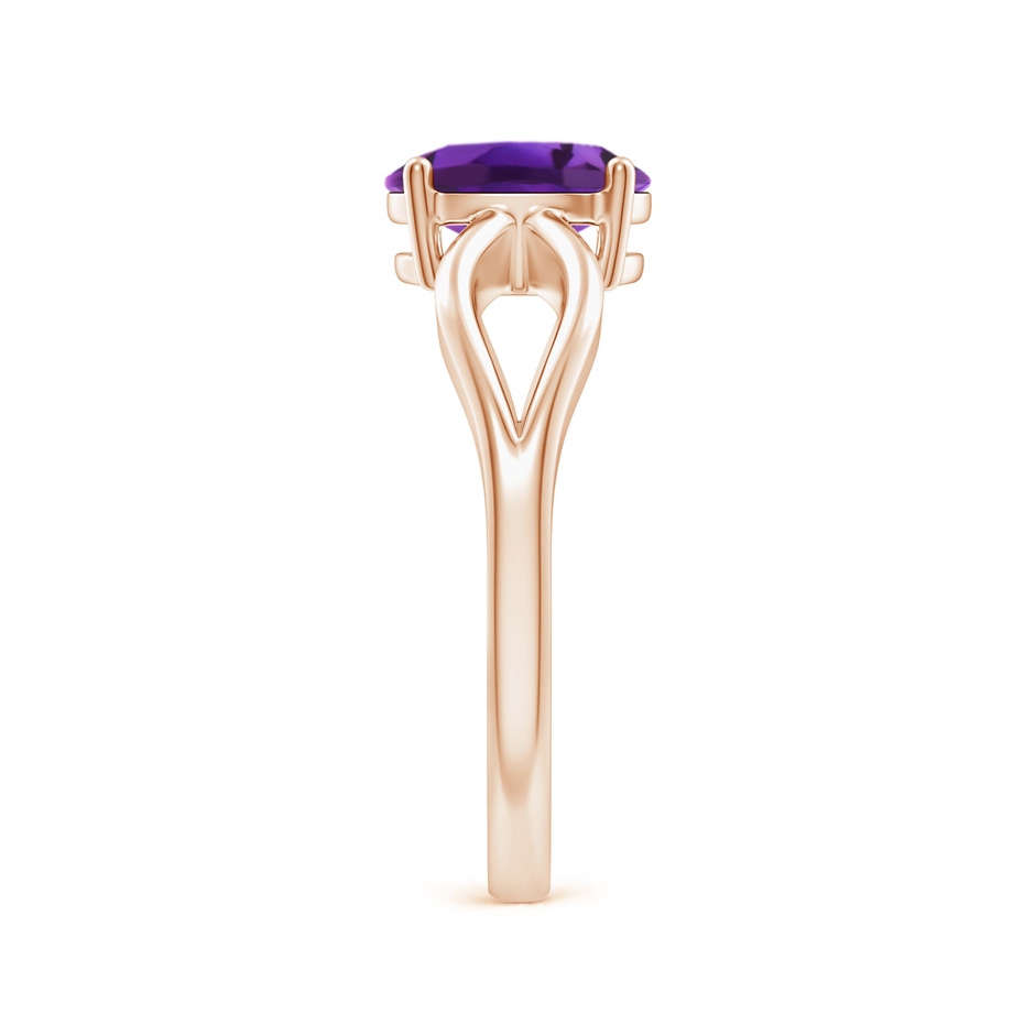 8x6mm AAAA Prong-Set Solitaire Amethyst Split Shank Ring in Rose Gold body-hand