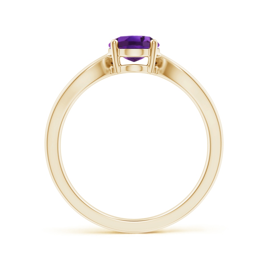 8x6mm AAAA Prong-Set Solitaire Amethyst Split Shank Ring in Yellow Gold side1