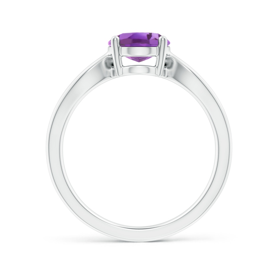 9x7mm A Prong-Set Solitaire Amethyst Split Shank Ring in White Gold side1