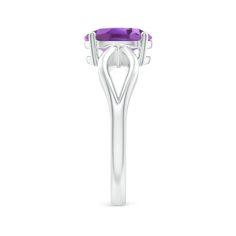 9x7mm A Prong-Set Solitaire Amethyst Split Shank Ring in White Gold body-hand