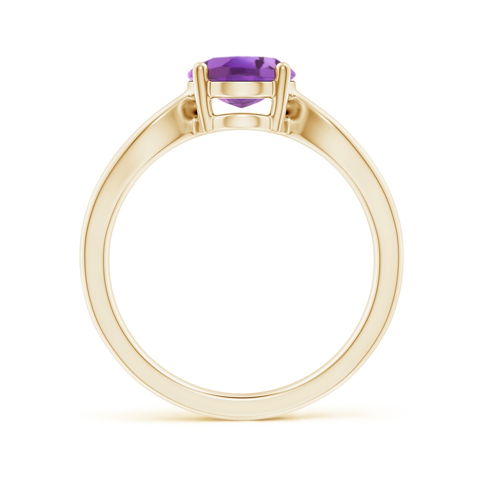 9x7mm A Prong-Set Solitaire Amethyst Split Shank Ring in Yellow Gold side1
