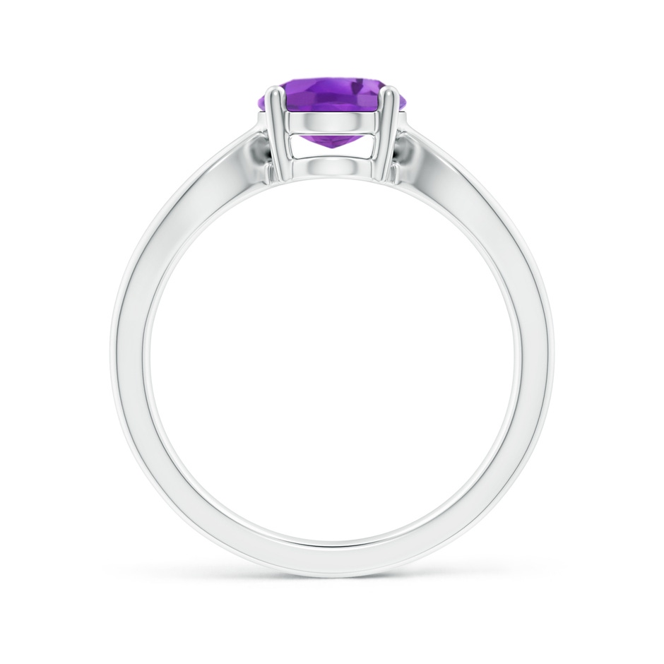 9x7mm AA Prong-Set Solitaire Amethyst Split Shank Ring in White Gold side1