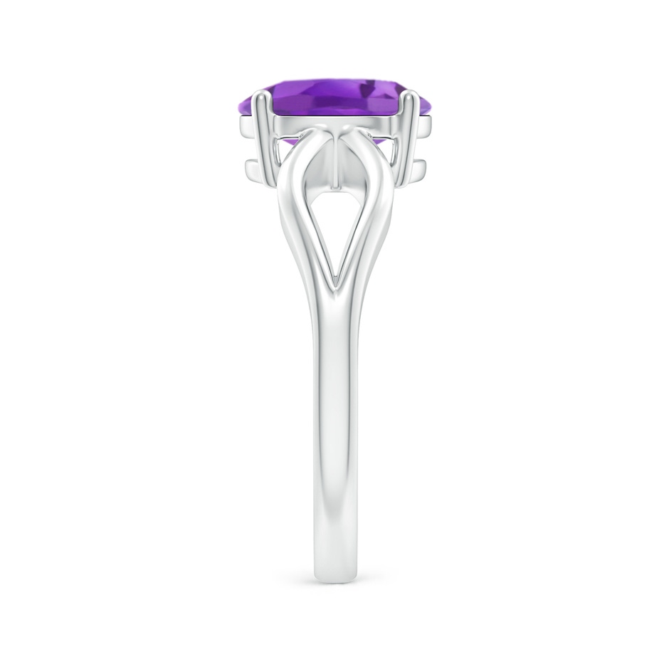 9x7mm AA Prong-Set Solitaire Amethyst Split Shank Ring in White Gold body-hand