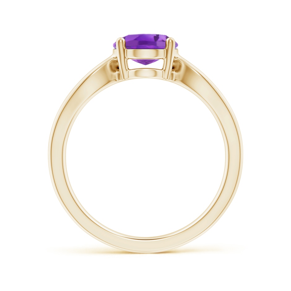 9x7mm AA Prong-Set Solitaire Amethyst Split Shank Ring in Yellow Gold side1