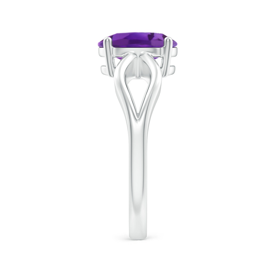 9x7mm AAA Prong-Set Solitaire Amethyst Split Shank Ring in P950 Platinum body-hand
