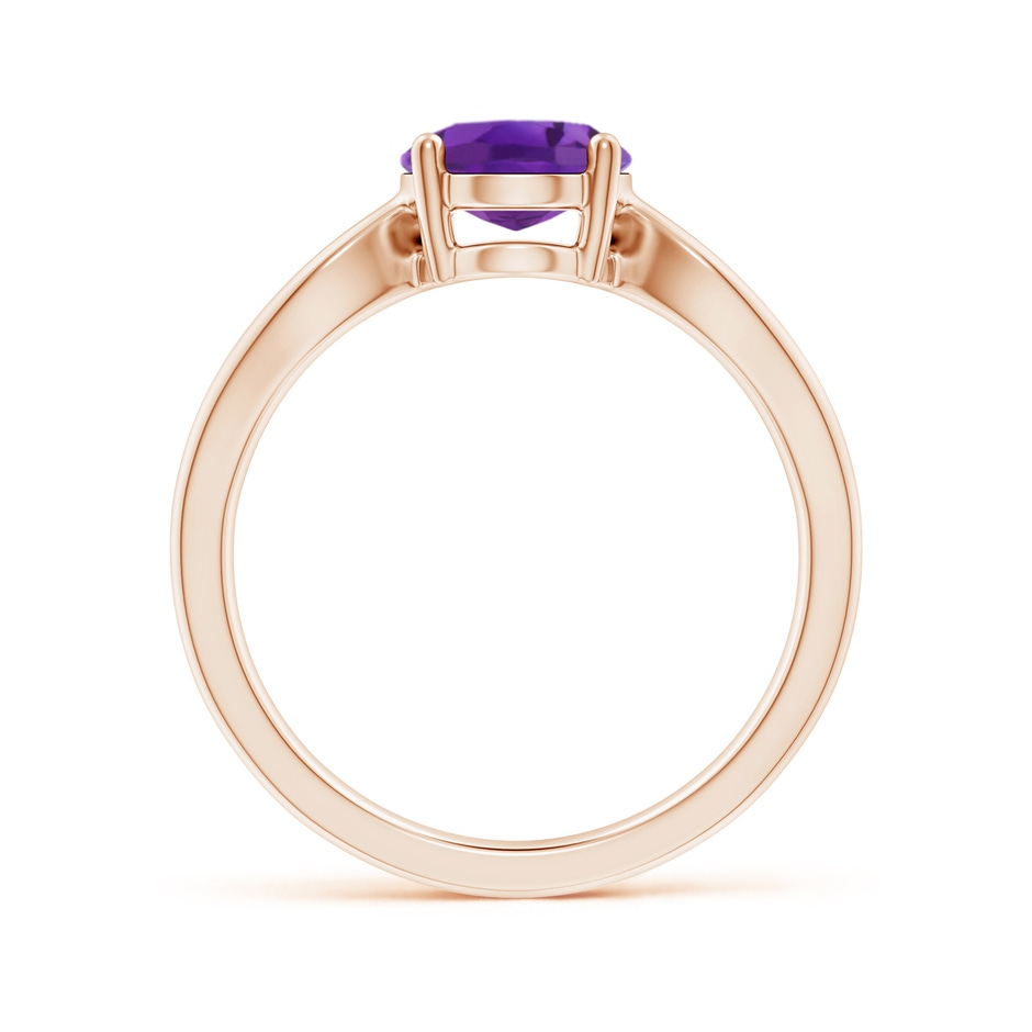 9x7mm AAA Prong-Set Solitaire Amethyst Split Shank Ring in Rose Gold side1
