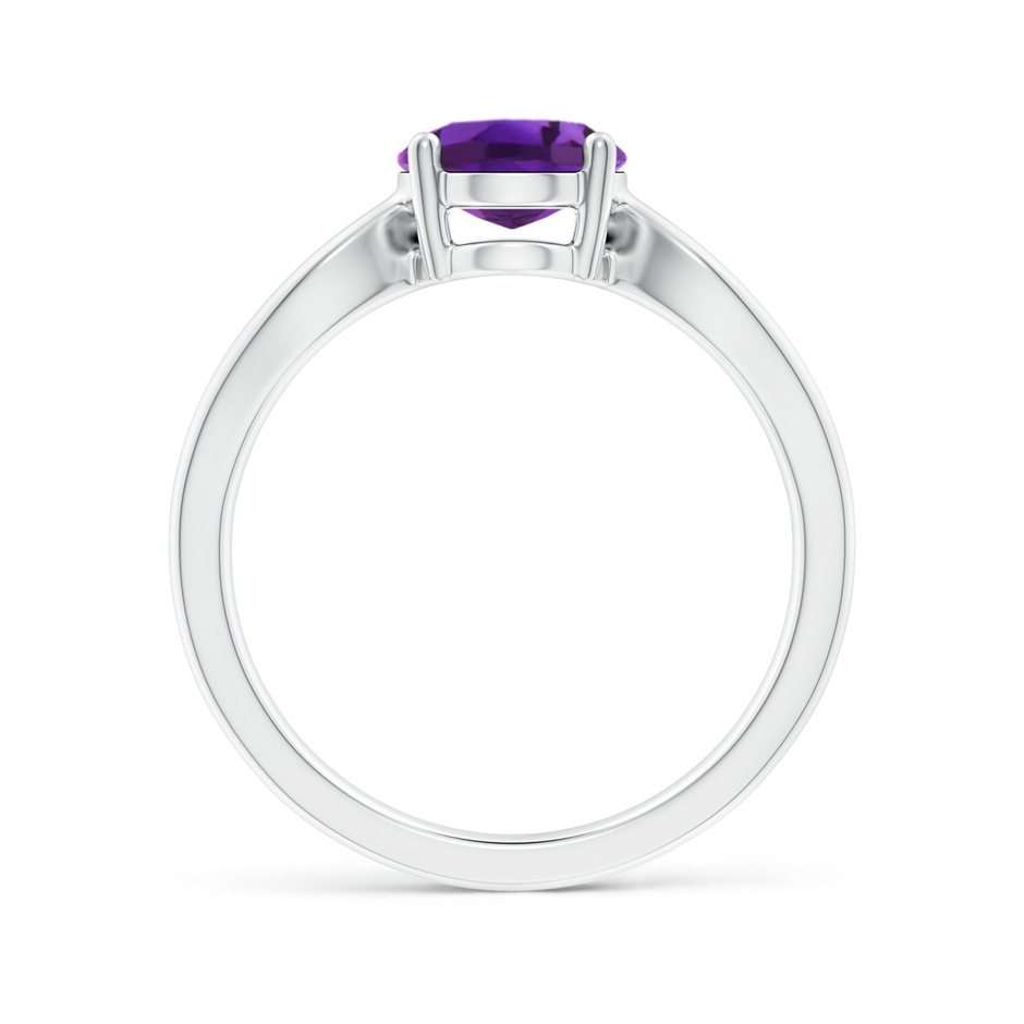 9x7mm AAAA Prong-Set Solitaire Amethyst Split Shank Ring in P950 Platinum side1