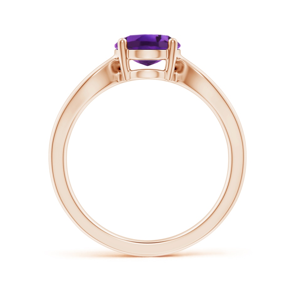 9x7mm AAAA Prong-Set Solitaire Amethyst Split Shank Ring in Rose Gold side1