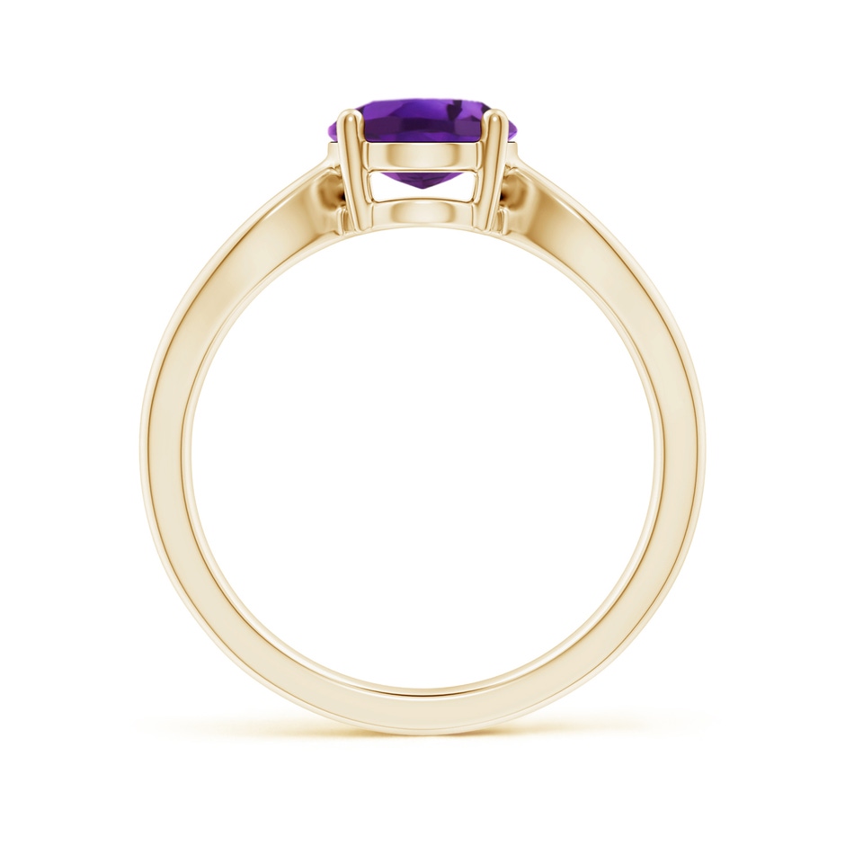 9x7mm AAAA Prong-Set Solitaire Amethyst Split Shank Ring in Yellow Gold side1