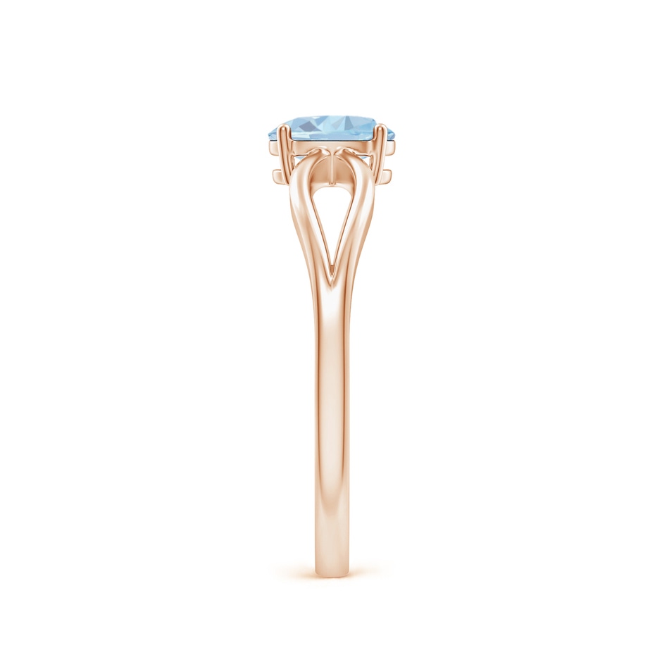 6x4mm A Prong-Set Solitaire Aquamarine Split Shank Ring in Rose Gold side-2