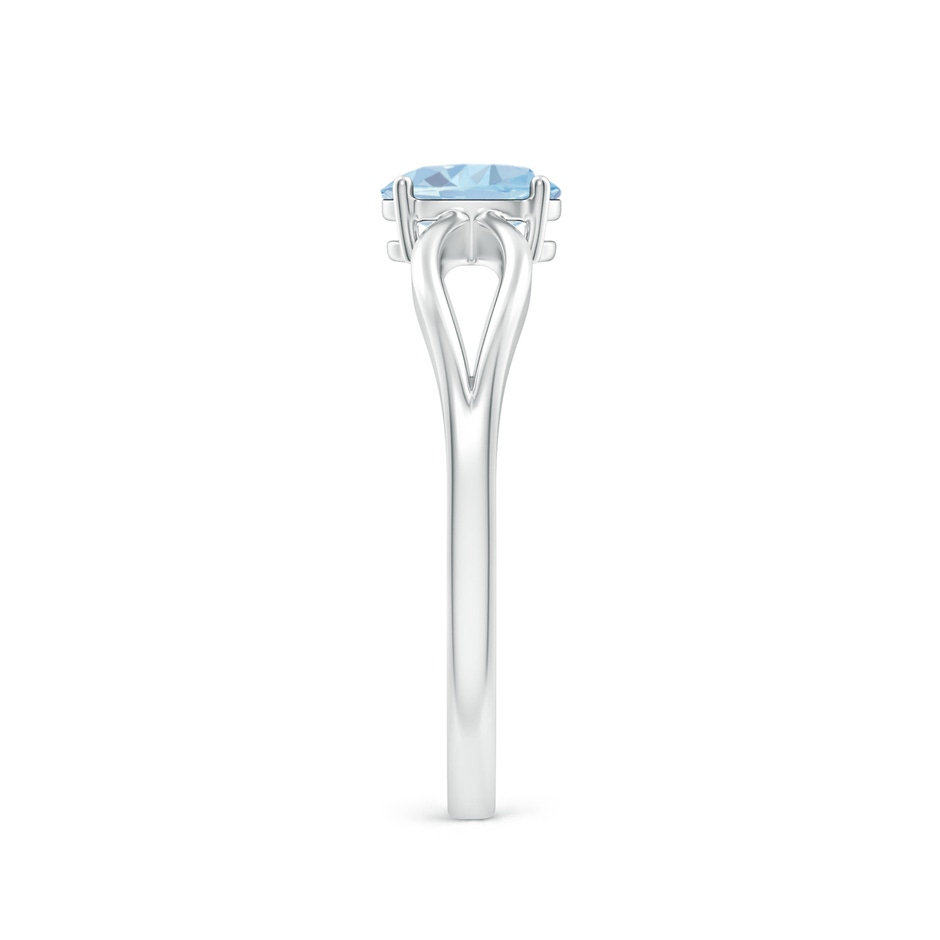 6x4mm A Prong-Set Solitaire Aquamarine Split Shank Ring in White Gold side-2