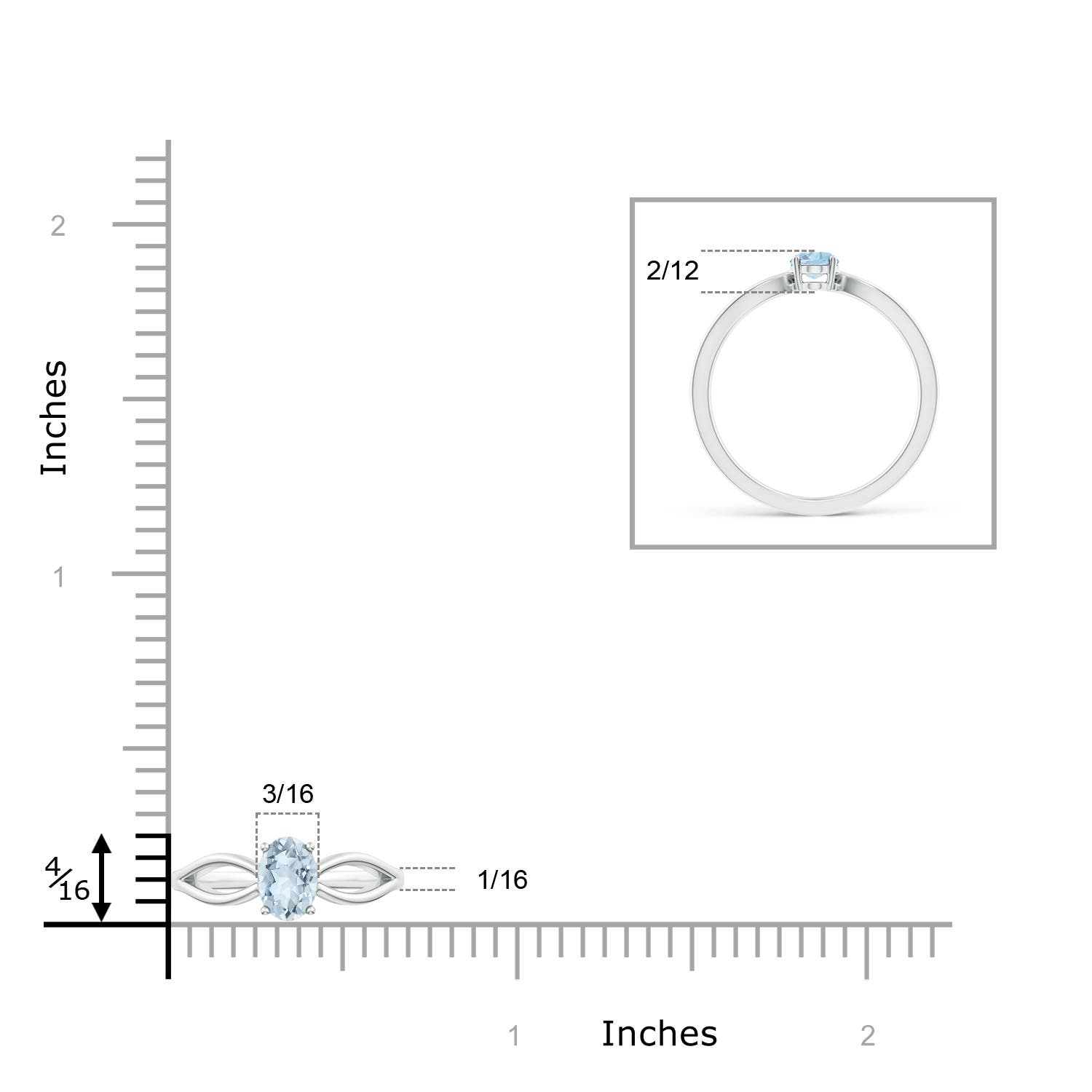 A - Aquamarine / 0.4 CT / 14 KT White Gold