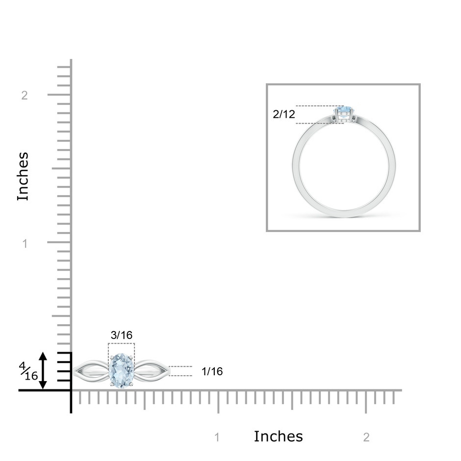 6x4mm A Prong-Set Solitaire Aquamarine Split Shank Ring in White Gold ruler