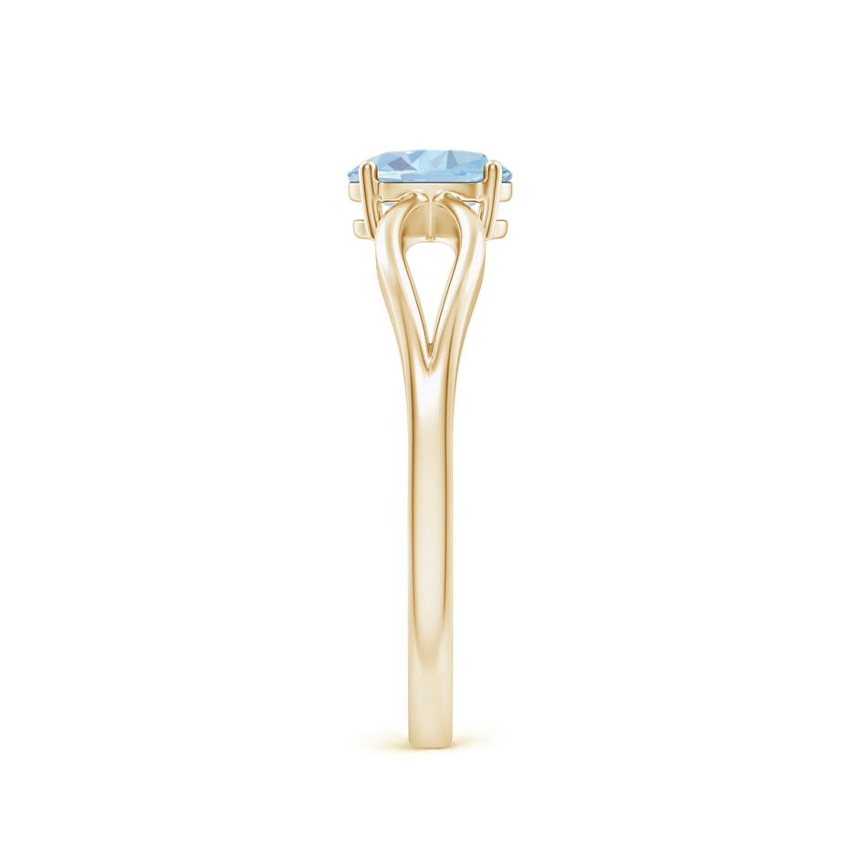 6x4mm A Prong-Set Solitaire Aquamarine Split Shank Ring in Yellow Gold side-2