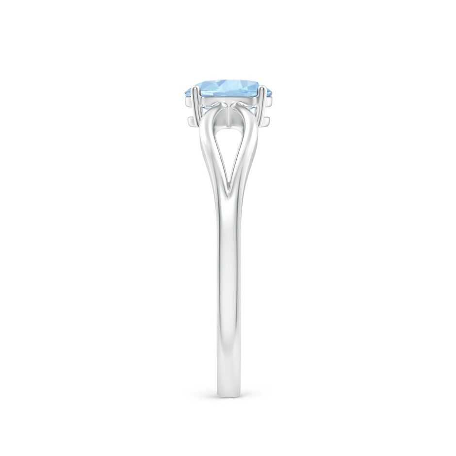 6x4mm AA Prong-Set Solitaire Aquamarine Split Shank Ring in White Gold side-2