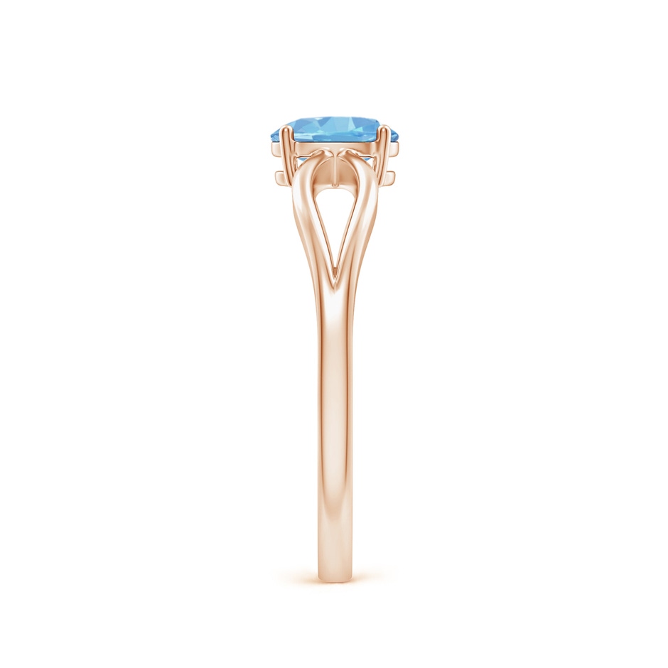 6x4mm AAAA Prong-Set Solitaire Aquamarine Split Shank Ring in Rose Gold side-2