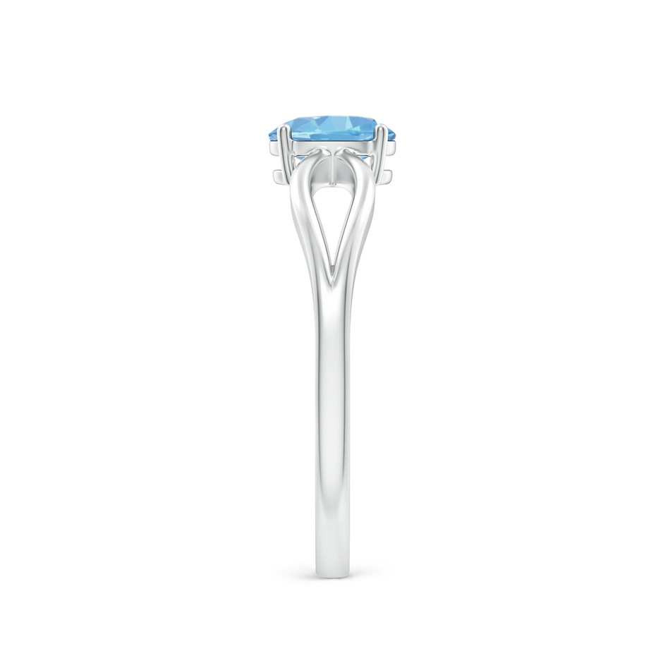 6x4mm AAAA Prong-Set Solitaire Aquamarine Split Shank Ring in White Gold side-2