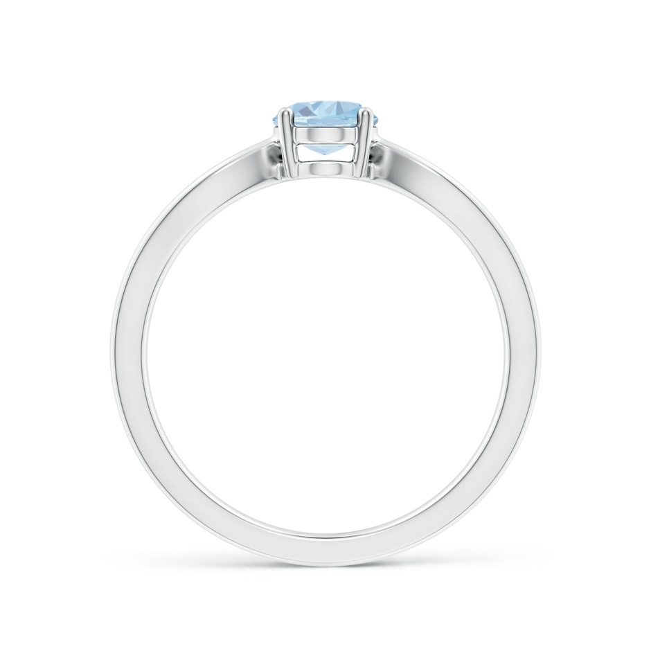 7x5mm A Prong-Set Solitaire Aquamarine Split Shank Ring in P950 Platinum side-1