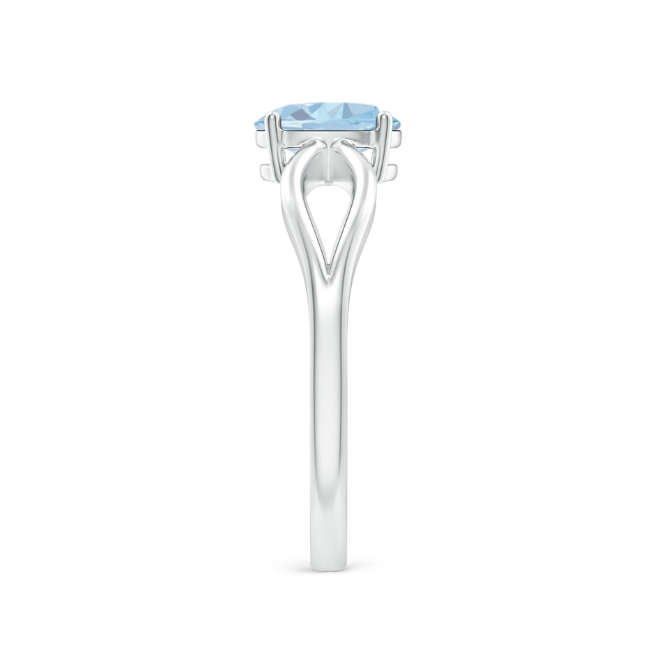 7x5mm A Prong-Set Solitaire Aquamarine Split Shank Ring in P950 Platinum side-2