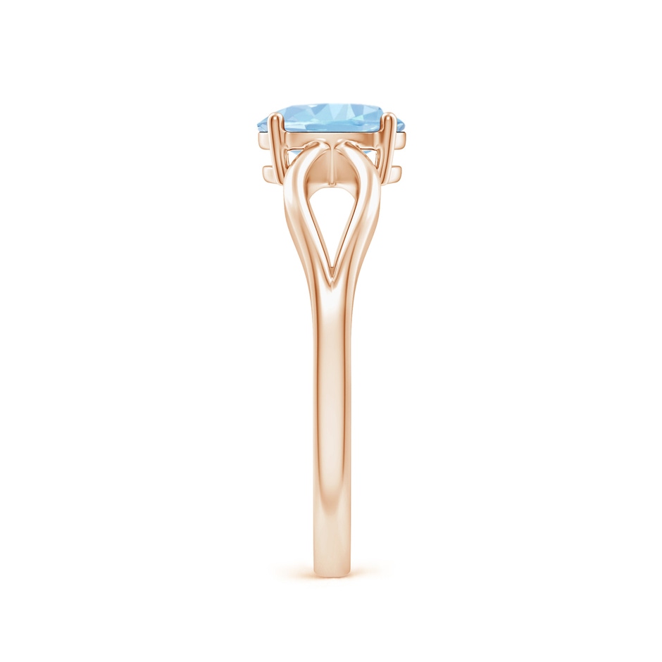 7x5mm AAA Prong-Set Solitaire Aquamarine Split Shank Ring in Rose Gold side-2