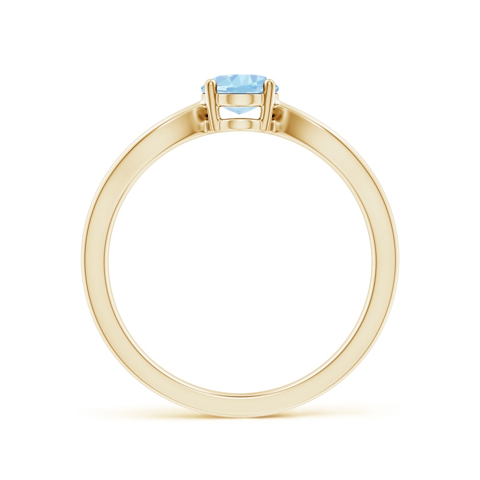 7x5mm AAA Prong-Set Solitaire Aquamarine Split Shank Ring in Yellow Gold side-1