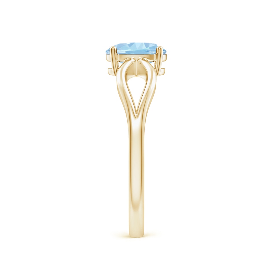 7x5mm AAA Prong-Set Solitaire Aquamarine Split Shank Ring in Yellow Gold side-2