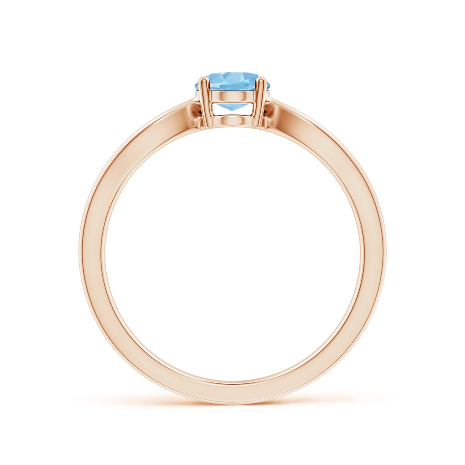 7x5mm AAAA Prong-Set Solitaire Aquamarine Split Shank Ring in Rose Gold side-1