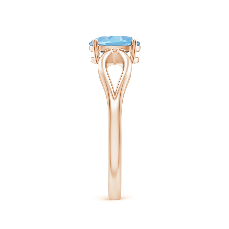 7x5mm AAAA Prong-Set Solitaire Aquamarine Split Shank Ring in Rose Gold side-2