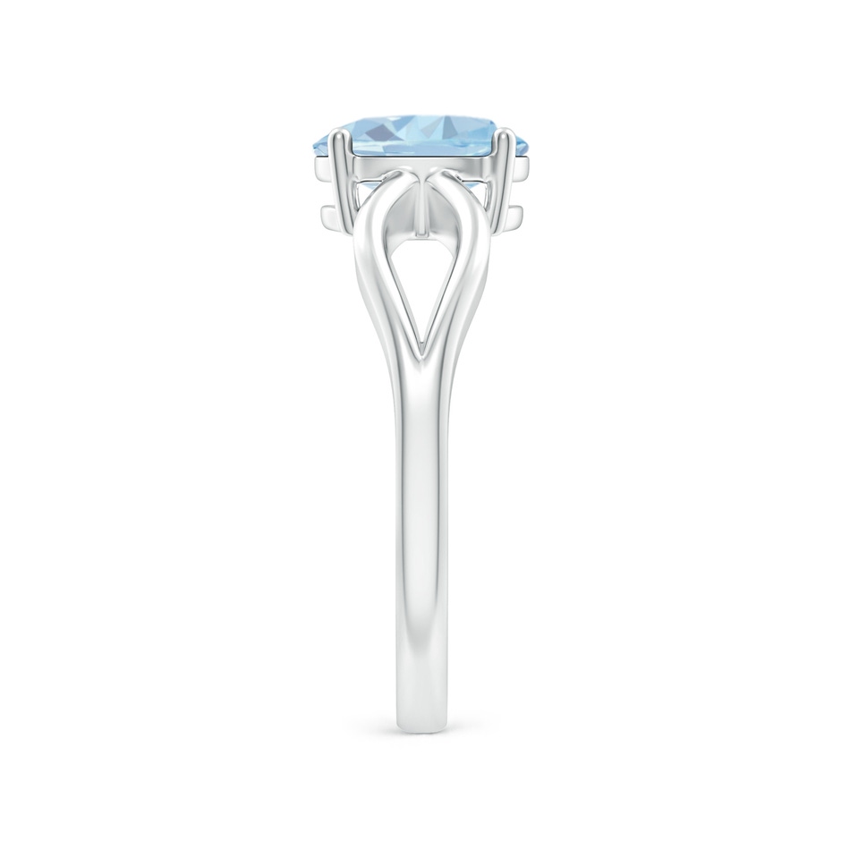 8x6mm A Prong-Set Solitaire Aquamarine Split Shank Ring in P950 Platinum side-2
