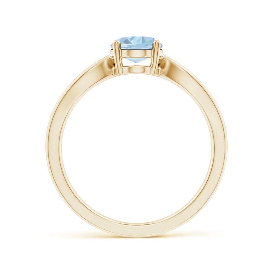 8x6mm A Prong-Set Solitaire Aquamarine Split Shank Ring in Yellow Gold side-1