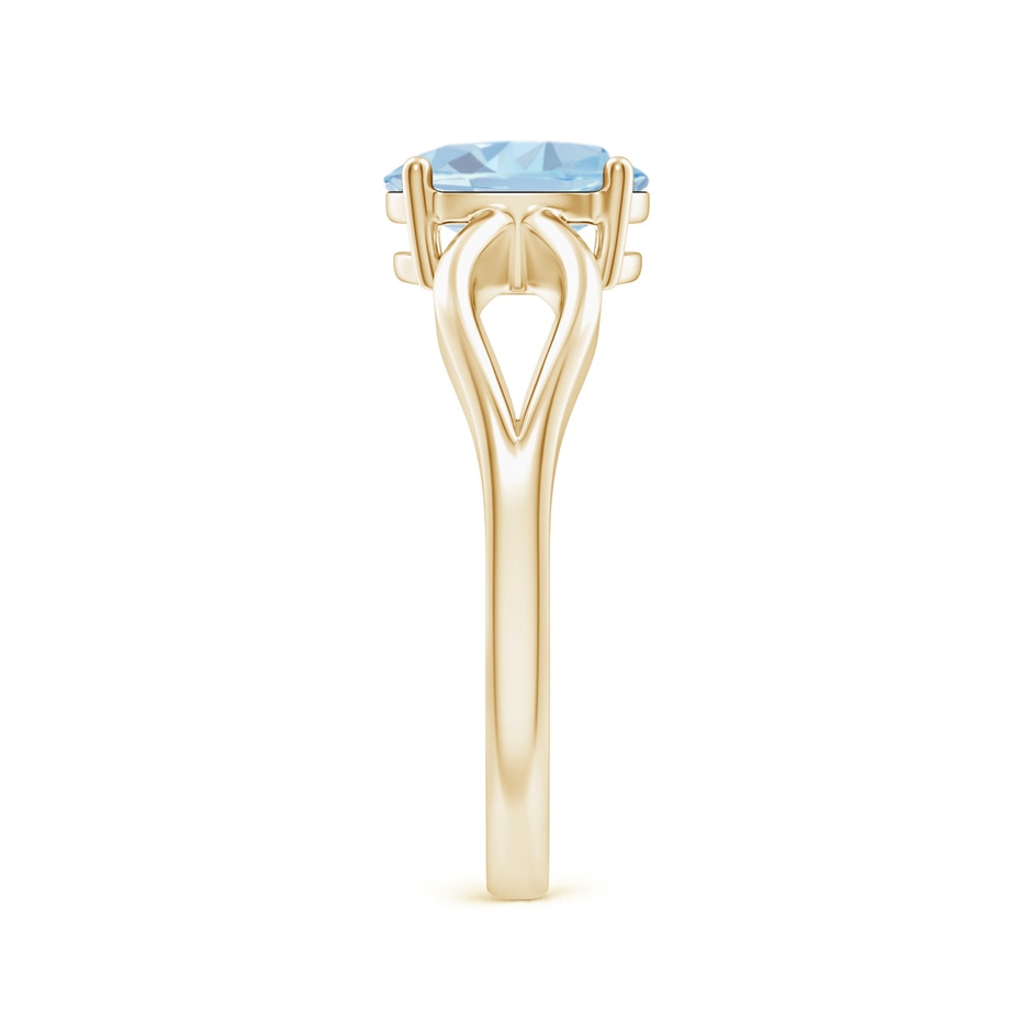 8x6mm A Prong-Set Solitaire Aquamarine Split Shank Ring in Yellow Gold side-2
