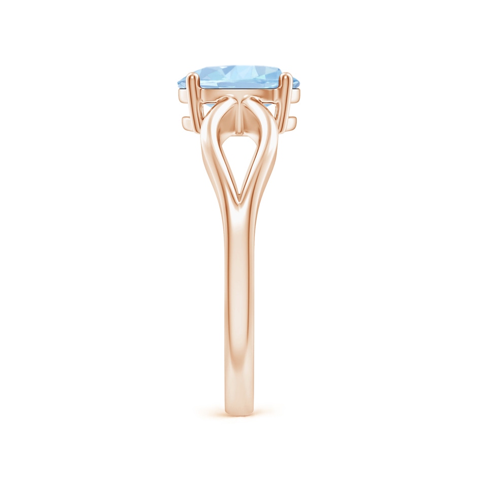 8x6mm AA Prong-Set Solitaire Aquamarine Split Shank Ring in Rose Gold side-2