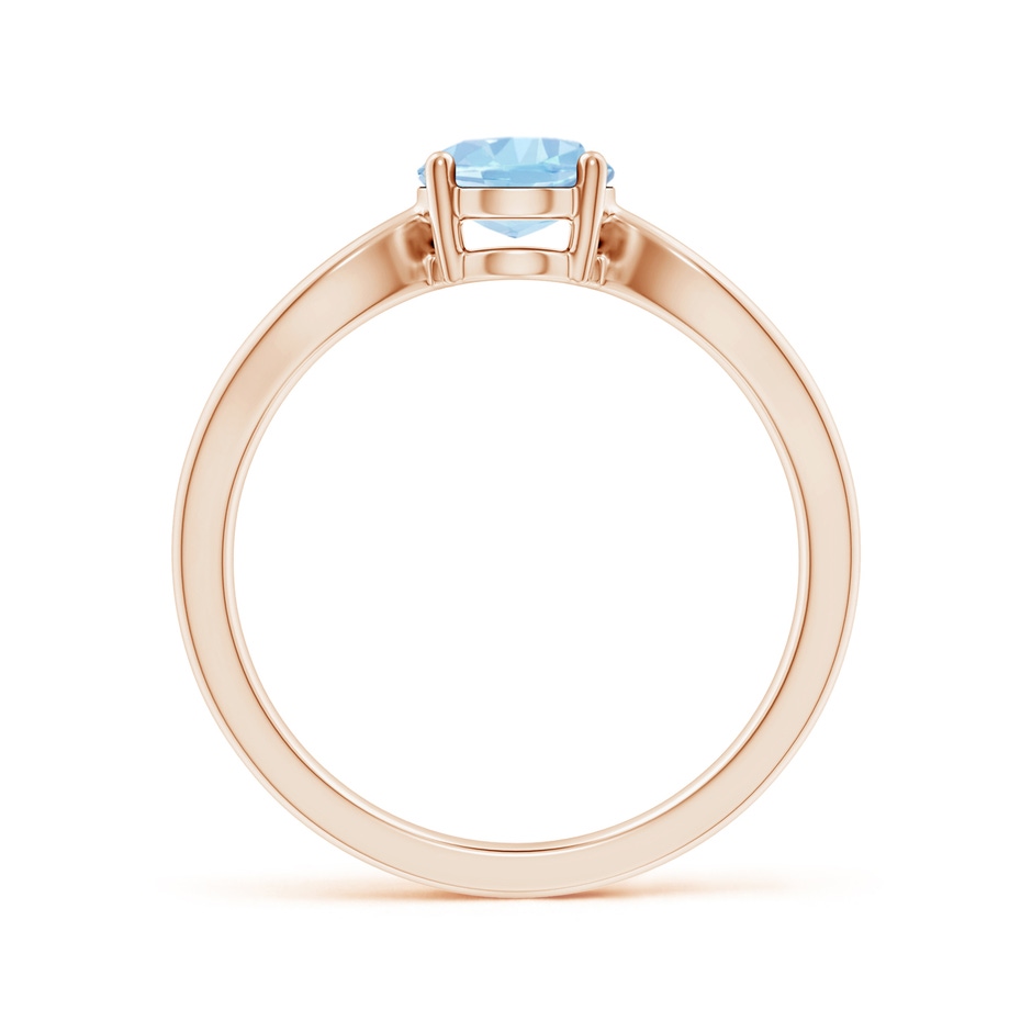 8x6mm AAA Prong-Set Solitaire Aquamarine Split Shank Ring in Rose Gold side-1