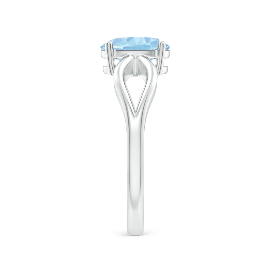 8x6mm AAA Prong-Set Solitaire Aquamarine Split Shank Ring in White Gold side-2
