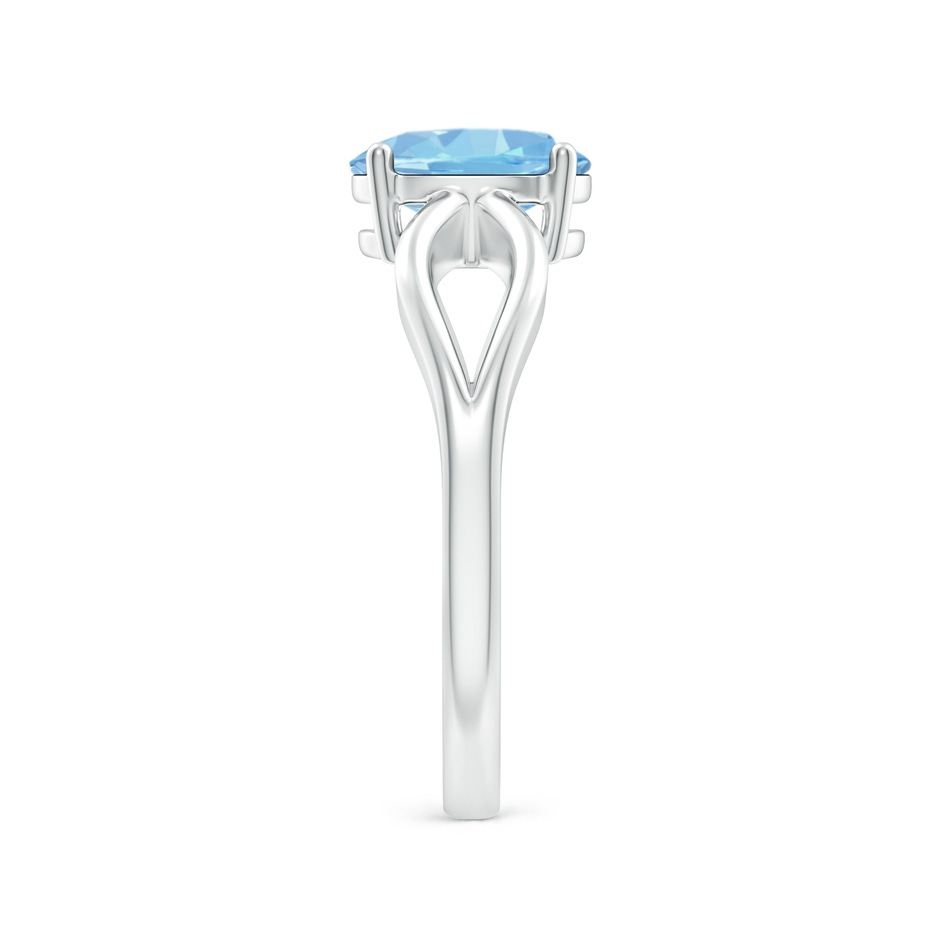 8x6mm AAAA Prong-Set Solitaire Aquamarine Split Shank Ring in P950 Platinum side-2
