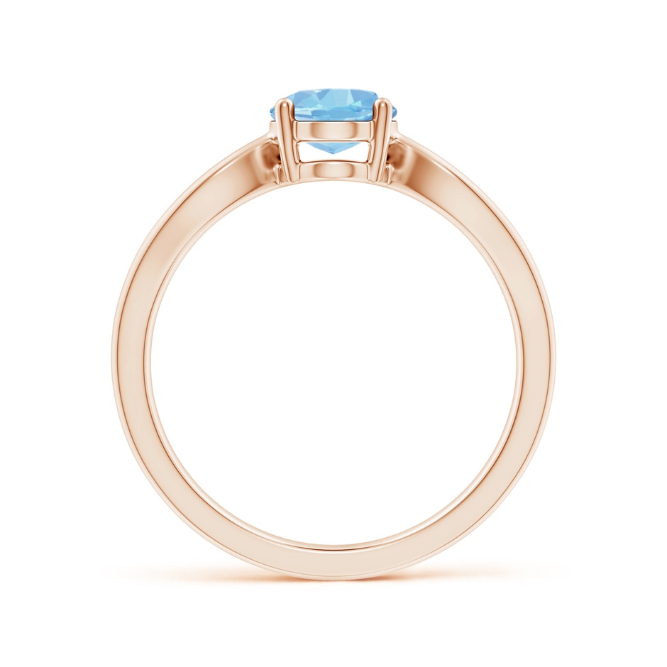 8x6mm AAAA Prong-Set Solitaire Aquamarine Split Shank Ring in Rose Gold side-1