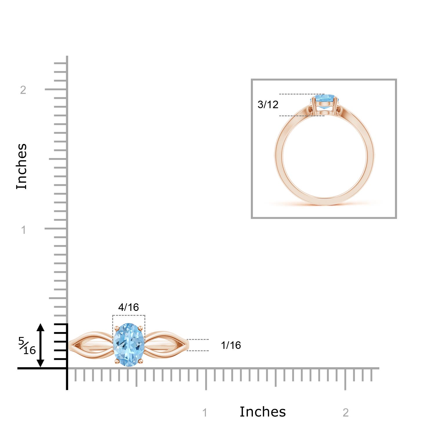 AAAA - Aquamarine / 1 CT / 14 KT Rose Gold