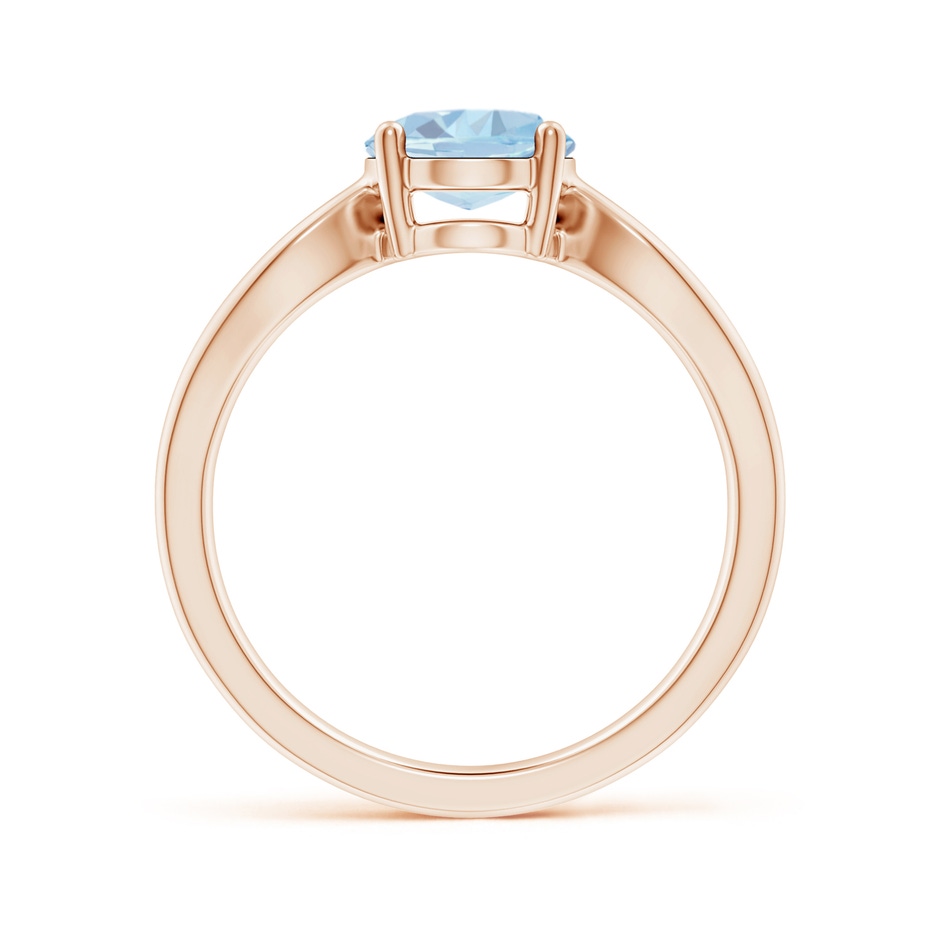 9x7mm A Prong-Set Solitaire Aquamarine Split Shank Ring in Rose Gold side-1