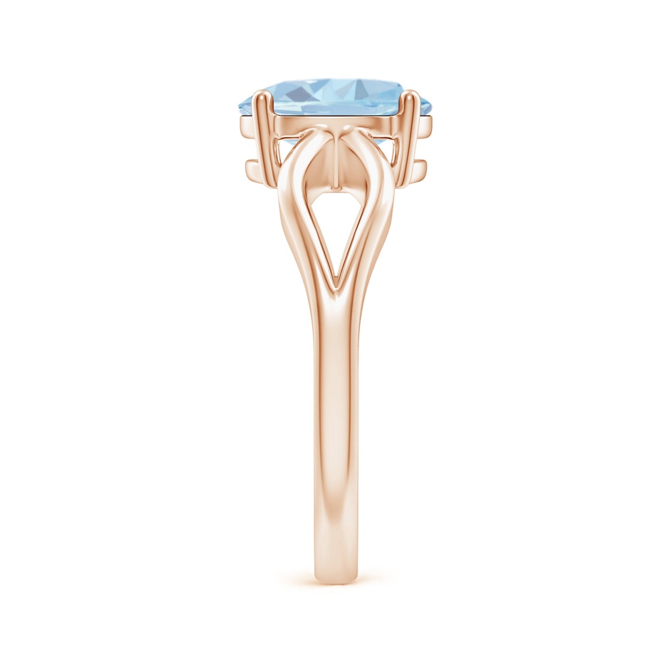 9x7mm A Prong-Set Solitaire Aquamarine Split Shank Ring in Rose Gold side-2