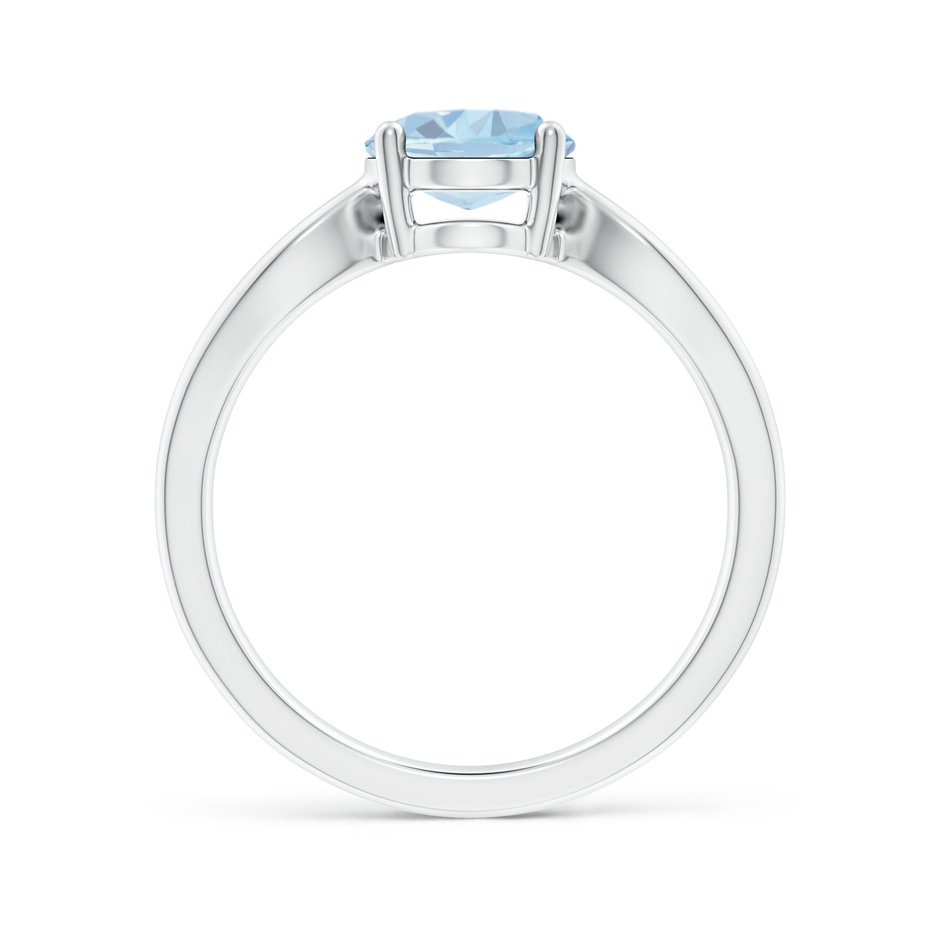 9x7mm A Prong-Set Solitaire Aquamarine Split Shank Ring in White Gold side-1