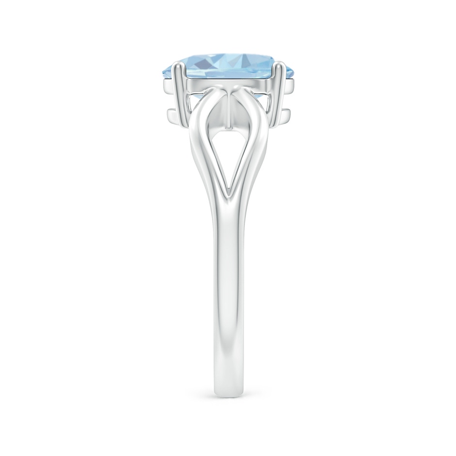 9x7mm A Prong-Set Solitaire Aquamarine Split Shank Ring in White Gold side-2
