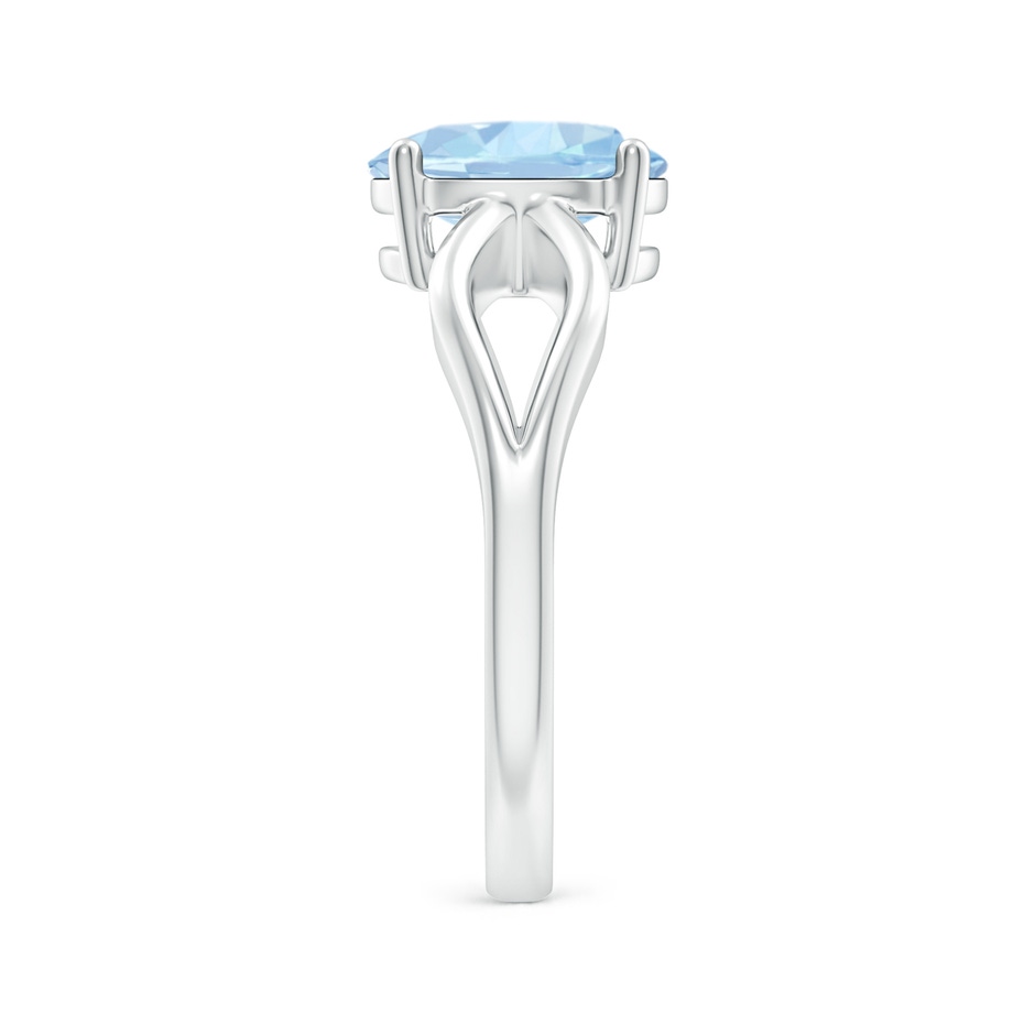 9x7mm AA Prong-Set Solitaire Aquamarine Split Shank Ring in White Gold side-2