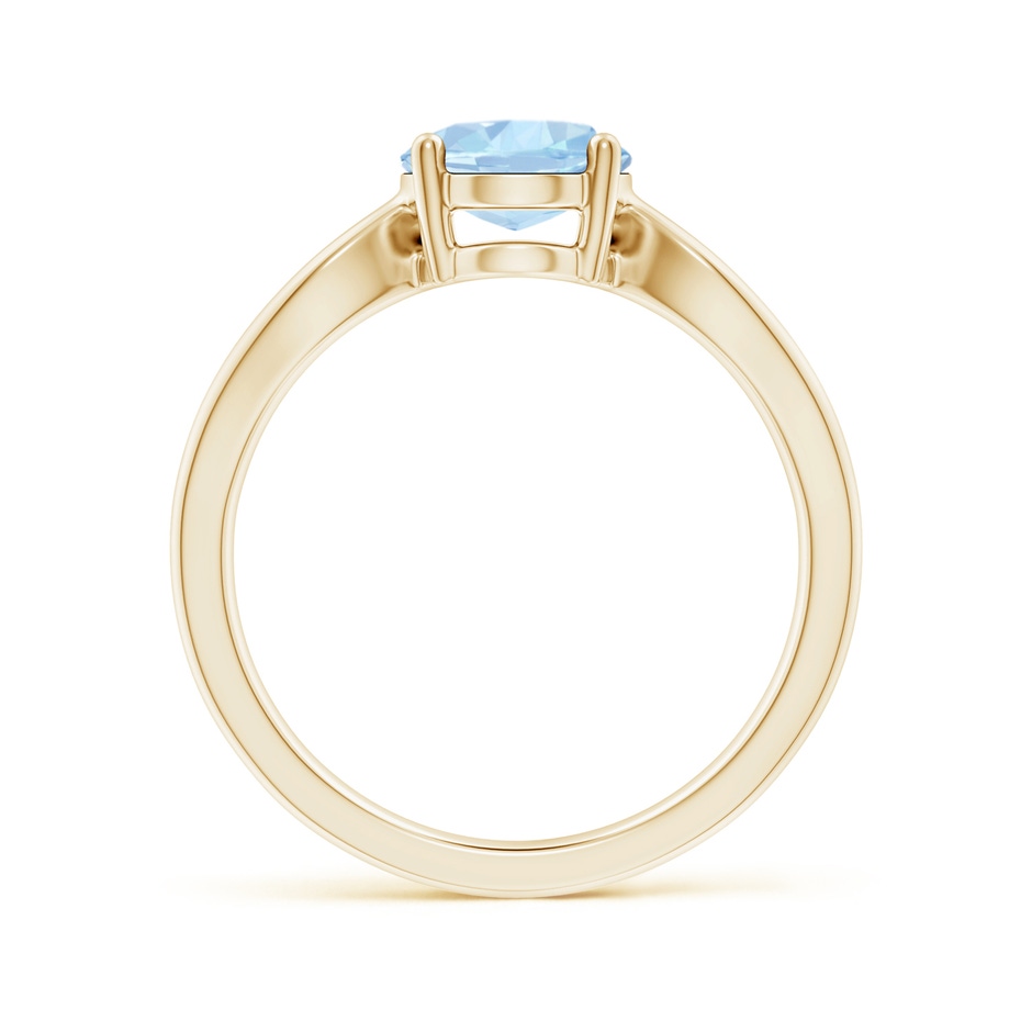 9x7mm AA Prong-Set Solitaire Aquamarine Split Shank Ring in Yellow Gold side-1