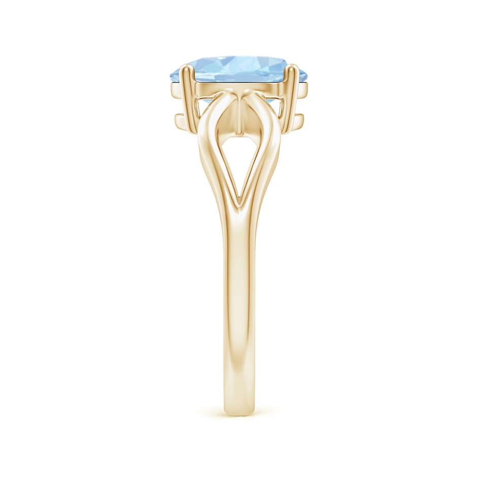 9x7mm AA Prong-Set Solitaire Aquamarine Split Shank Ring in Yellow Gold side-2