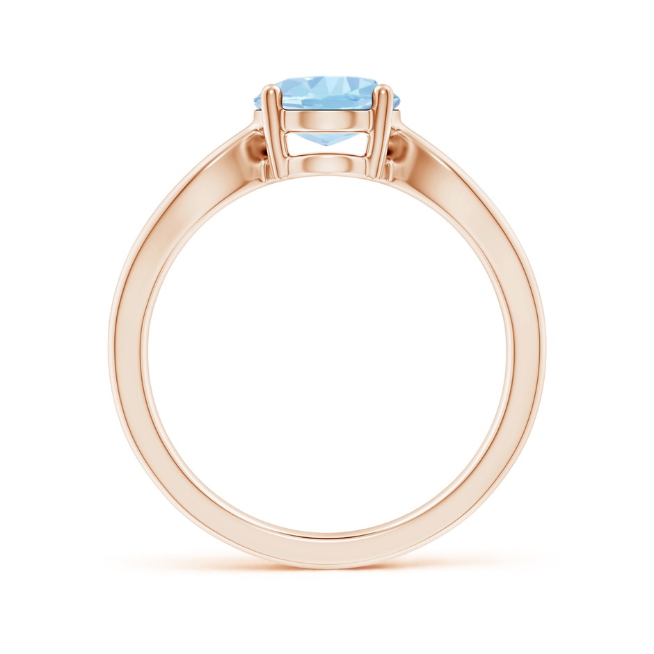 9x7mm AAA Prong-Set Solitaire Aquamarine Split Shank Ring in Rose Gold side-1