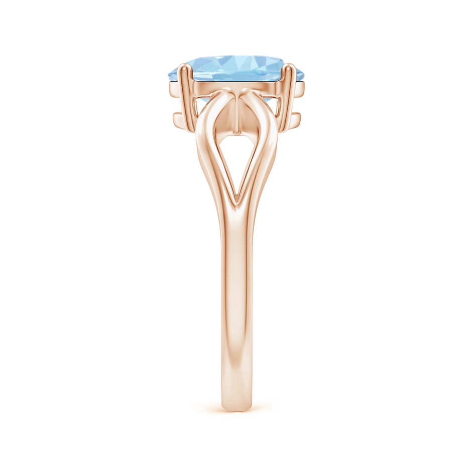 9x7mm AAA Prong-Set Solitaire Aquamarine Split Shank Ring in Rose Gold side-2