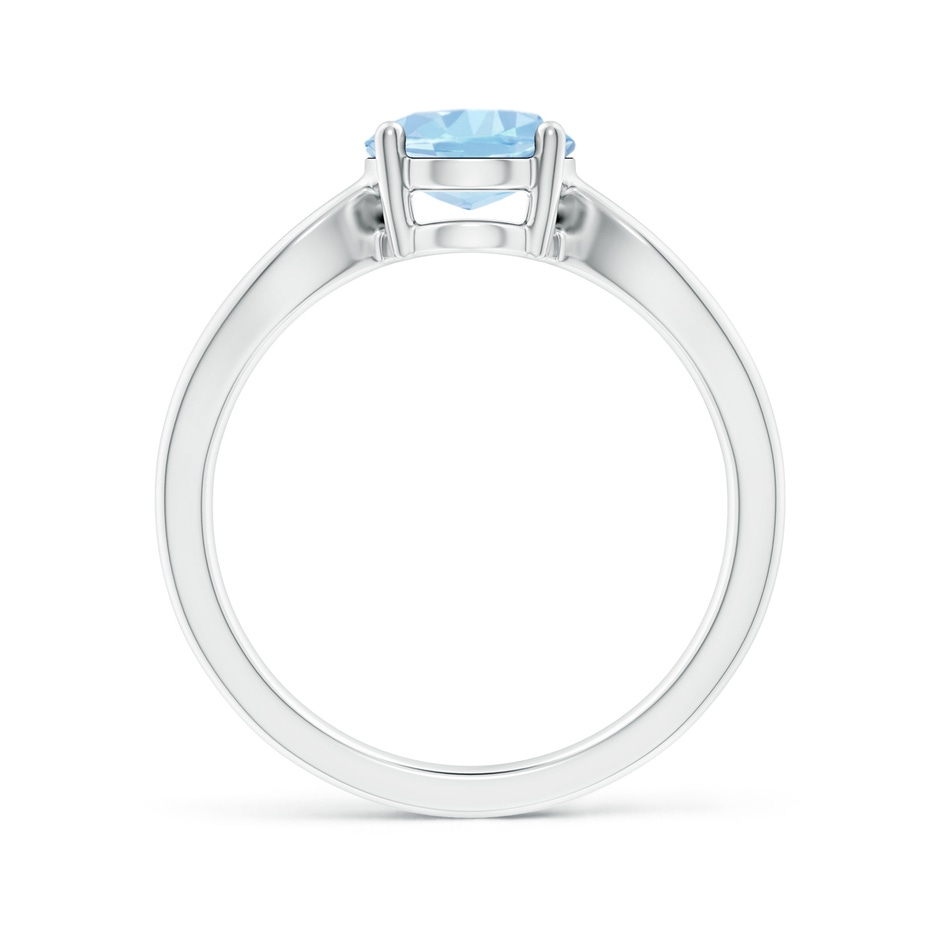 9x7mm AAA Prong-Set Solitaire Aquamarine Split Shank Ring in White Gold side-1