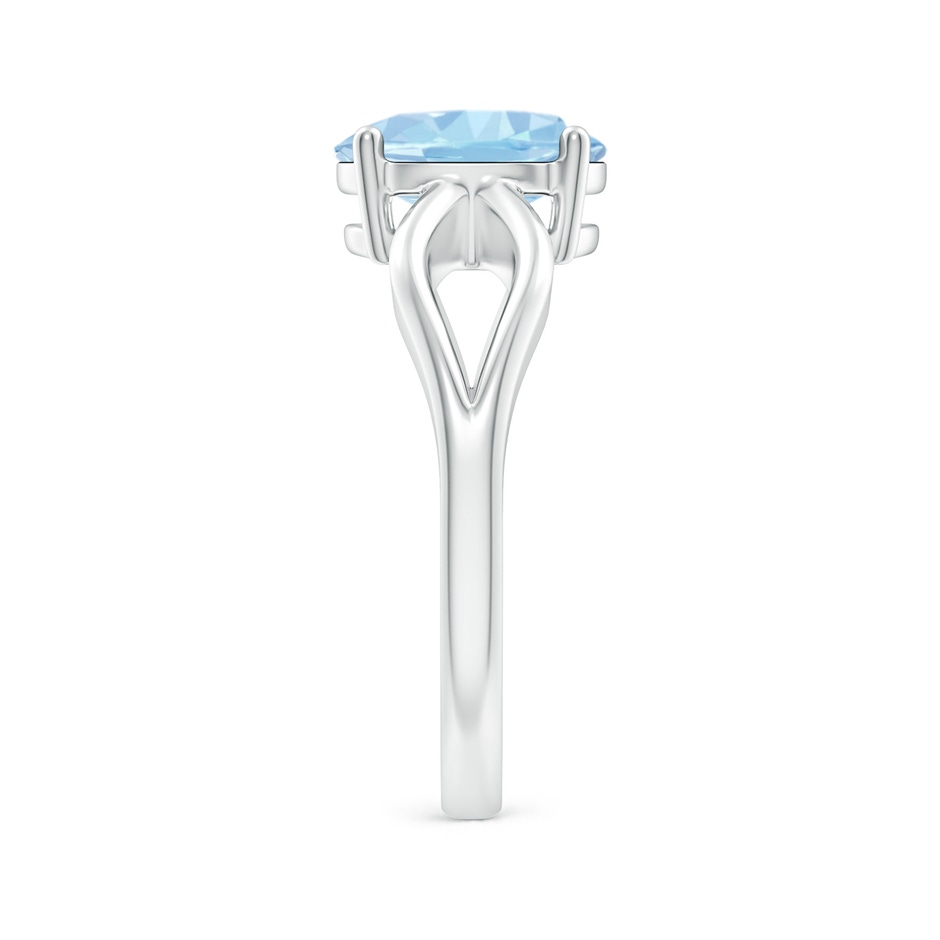 9x7mm AAA Prong-Set Solitaire Aquamarine Split Shank Ring in White Gold side-2